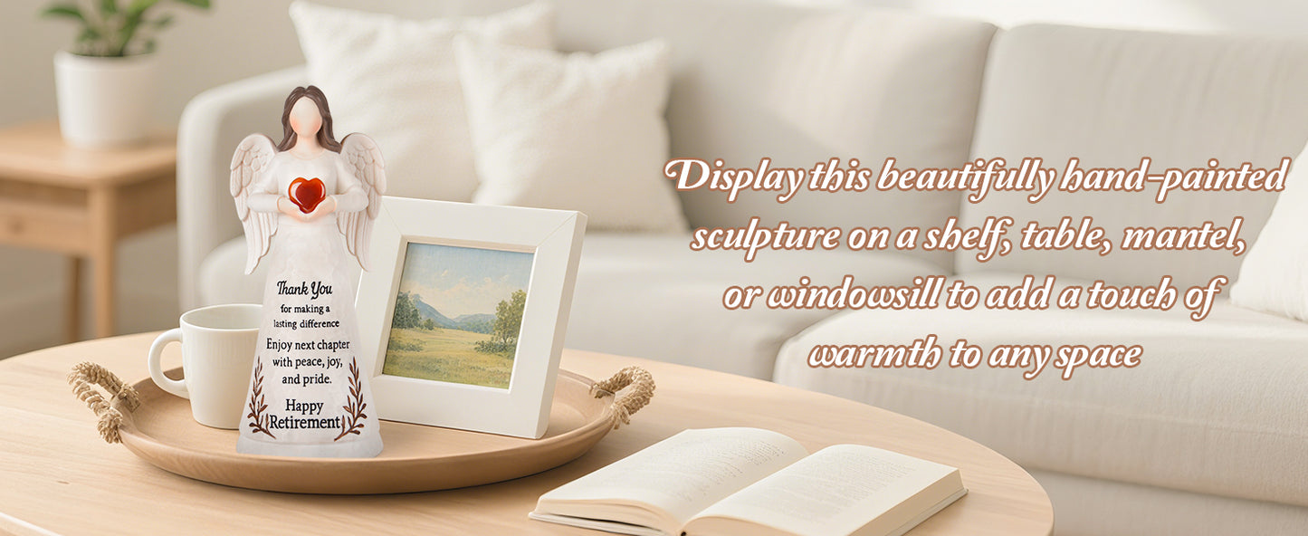 Retirement Gift for Woman 2025 - Happy Retirement Gifts for Teacher Coworker Nurses Boss Mom Grandma Sister Retirees Women Retired Party Decoration with Large 8.2" Angel Figurine