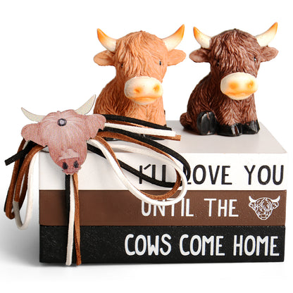 Highland Cow Decor Highland Cow Figurine Brown Scottish Highland Cow, Lifelike Highland Cow Statue Ornament Gifts for Cow Lover Cow Decoration Bathroom Office Nursery Desk