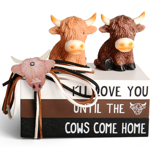 Highland Cow Decor Highland Cow Figurine Brown Scottish Highland Cow, Lifelike Highland Cow Statue Ornament Gifts for Cow Lover Cow Decoration Bathroom Office Nursery Desk