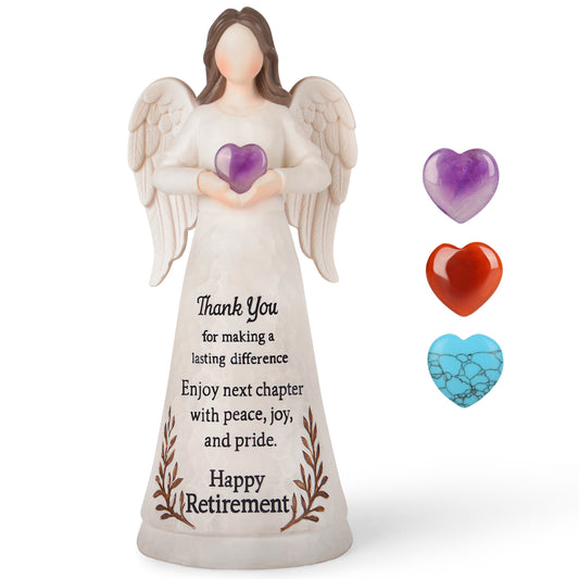 Retirement Gift for Woman 2025 - Happy Retirement Gifts for Teacher Coworker Nurses Boss Mom Grandma Sister Retirees Women Retired Party Decoration with Large 8.2" Angel Figurine