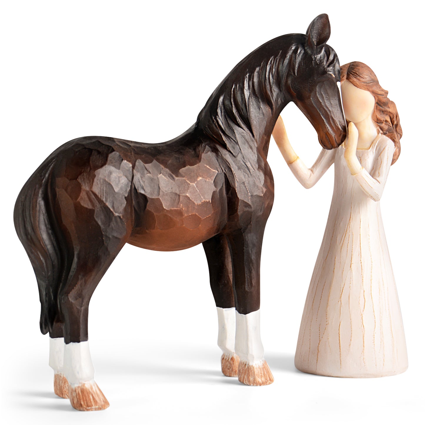 Horse Gifts for Girls Women - Girl Embraces Horses Figurine Gifts for Horse Lovers Women Sculpted Hand-Painted Resin Decor Cowgirl Equestrian Gifts Stuff