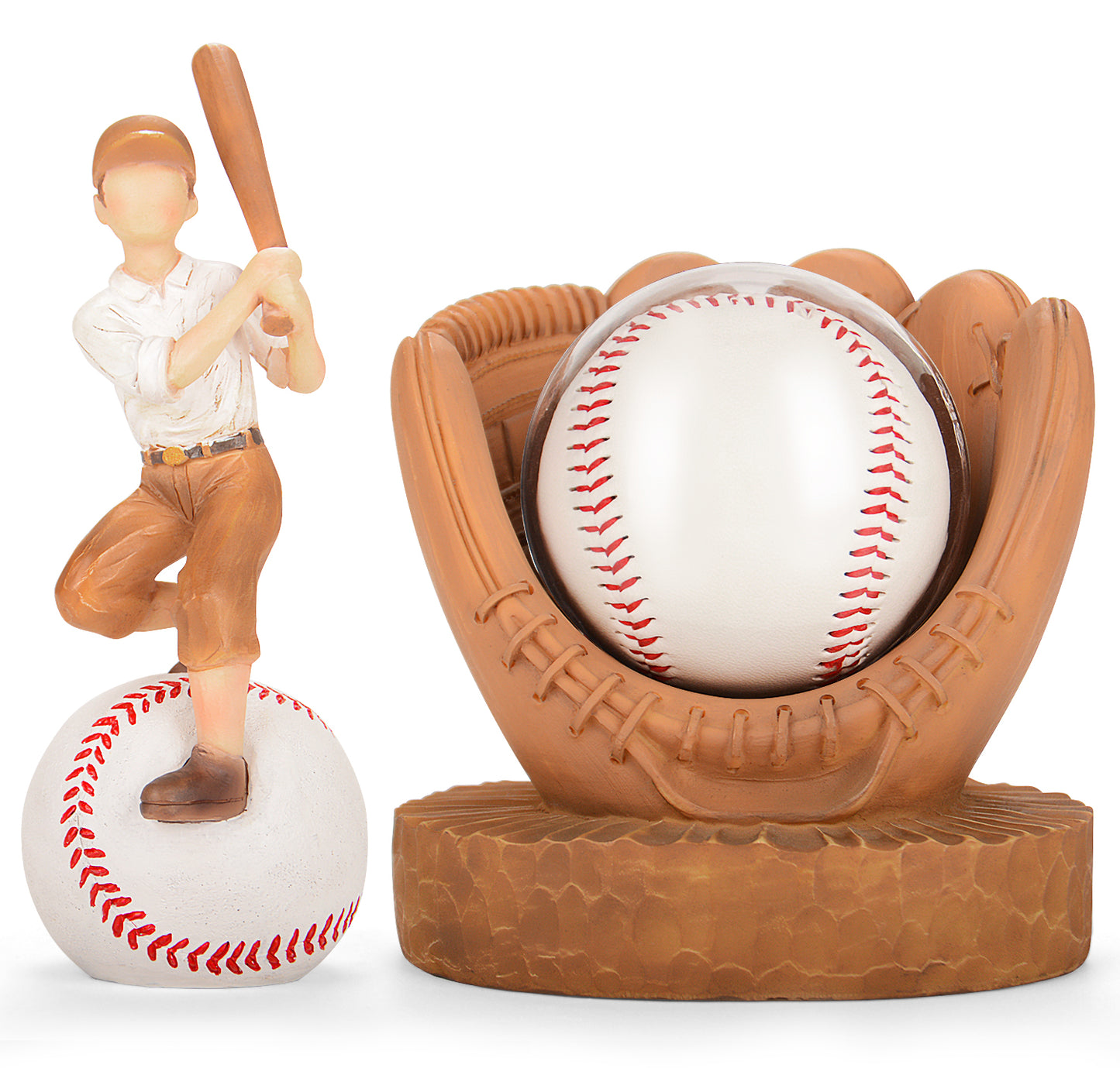 Baseball Display Case Baseball Holder: Baseball Stand Holders Balls Display Set Baseball Gifts for Boys, Sons, Men,Team Player Resin Baseball Figurines Baseball Collector Memorabilia Baseball Gifts