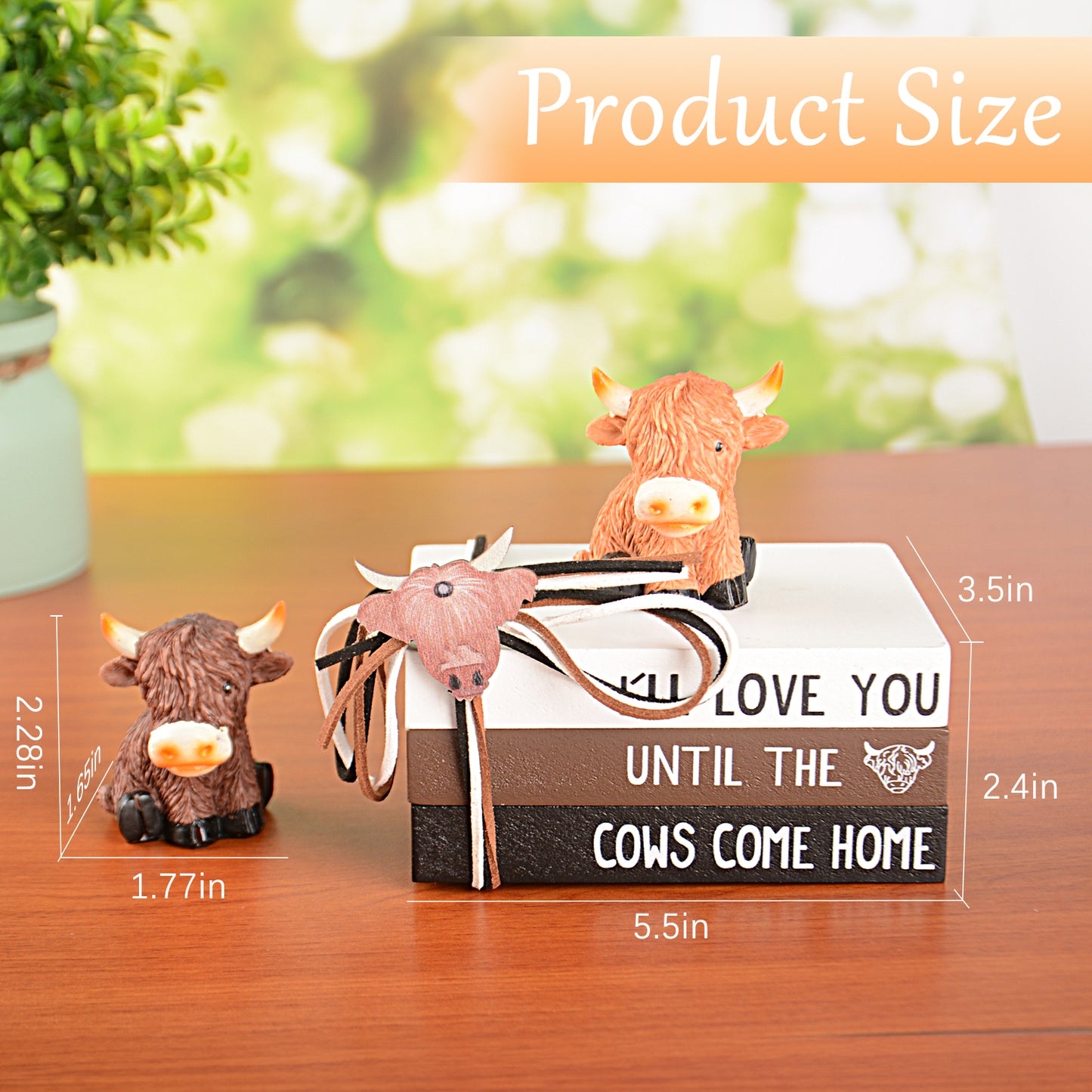 Highland Cow Decor Highland Cow Figurine Brown Scottish Highland Cow, Lifelike Highland Cow Statue Ornament Gifts for Cow Lover Cow Decoration Bathroom Office Nursery Desk