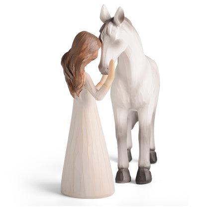 Horse Gifts for Girls Women - Girl Embraces Horses Figurine Gifts for Horse Lovers Women Sculpted Hand-Painted Resin Decor Cowgirl Equestrian Gifts Stuff