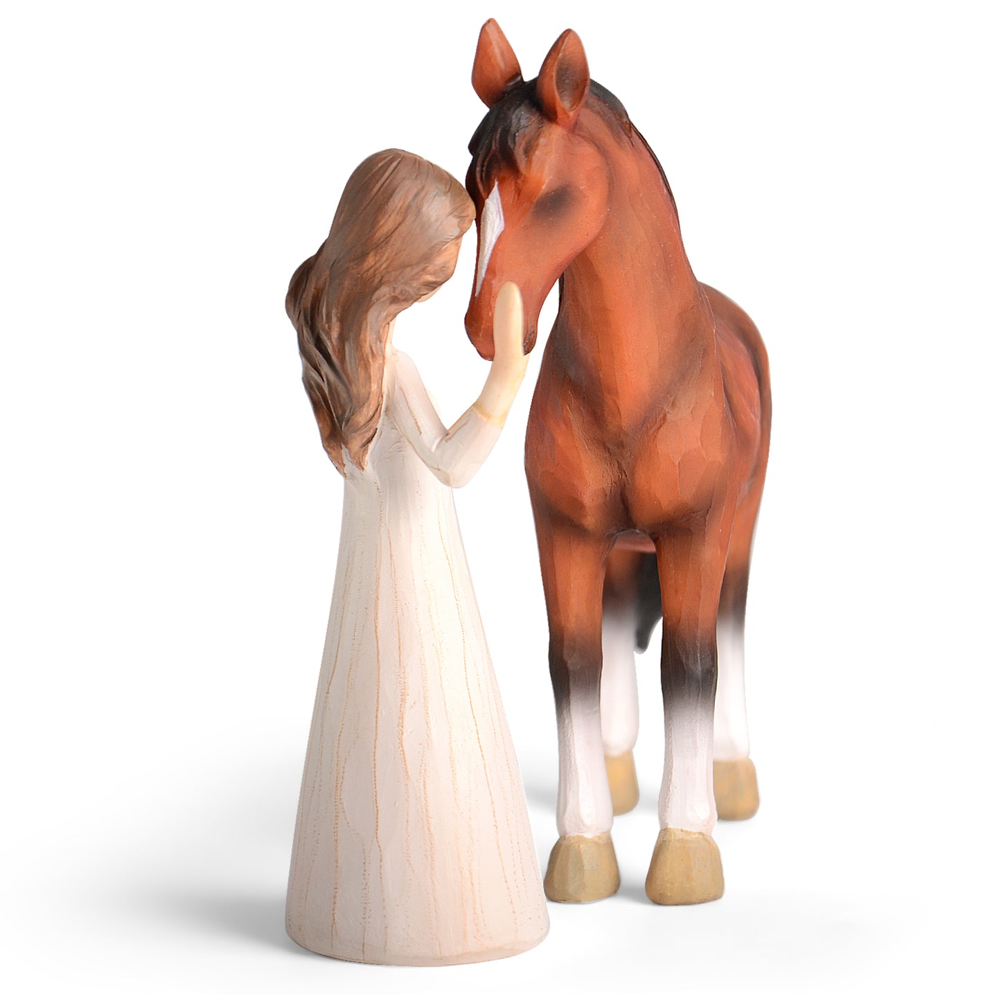 Horse Gifts for Girls Women - Girl Embraces Horses Figurine Gifts for Horse Lovers Women Sculpted Hand-Painted Resin Decor Cowgirl Equestrian Gifts Stuff