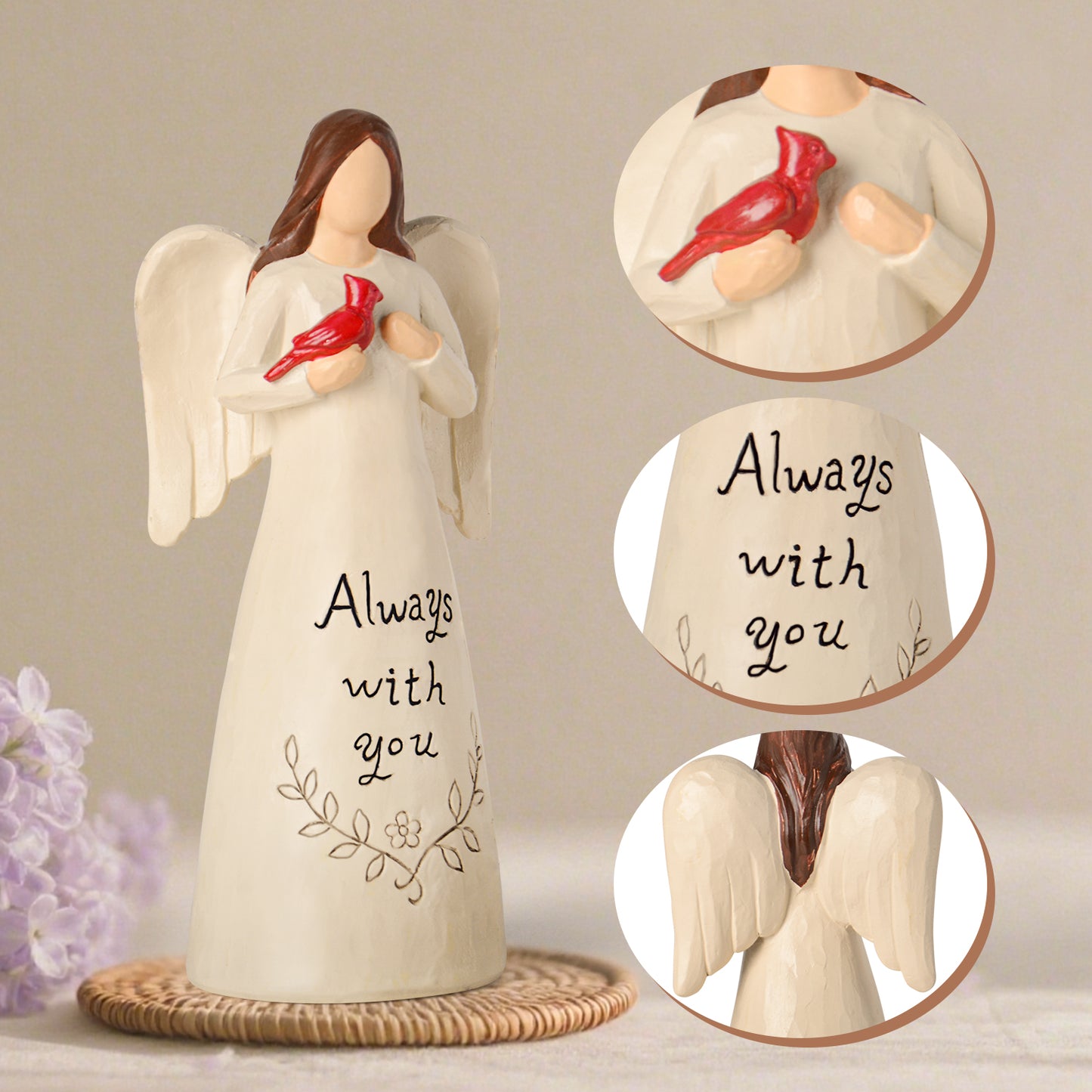 Cardinal Gifts for Women – Christmas Red Cardinal Decor Angel Figurine, Sympathy Gifts for Loss of Loved One, Grief Gifts for Women, Memorial Bereavement Gifts