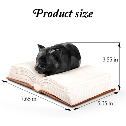 Cat Lover Gifts for Women Girl - Cat Book Figurines Book Lovers Gift with Bookmark Cats Decor for Women Cats Mom Sculpted Hand-Painted Resin Statue