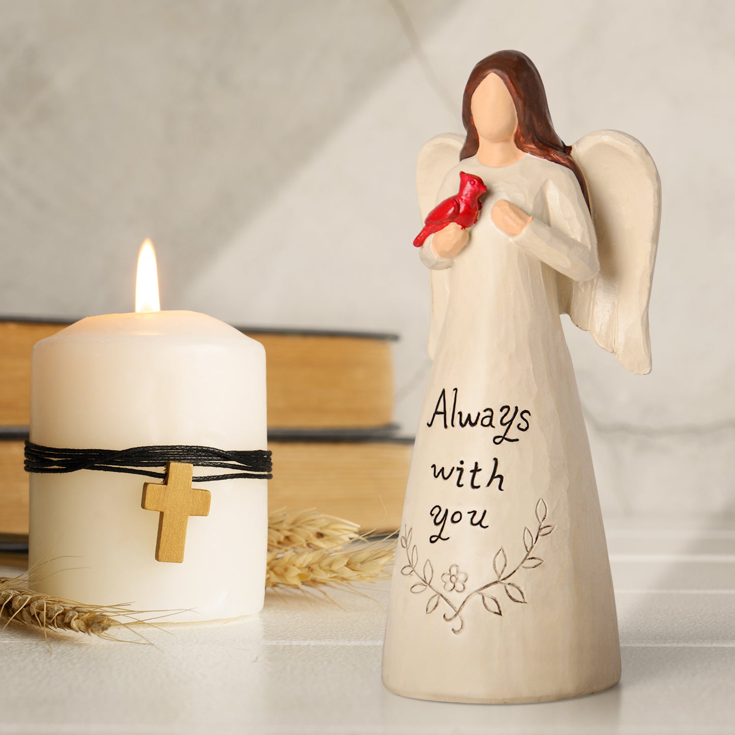 Cardinal Gifts for Women – Christmas Red Cardinal Decor Angel Figurine, Sympathy Gifts for Loss of Loved One, Grief Gifts for Women, Memorial Bereavement Gifts
