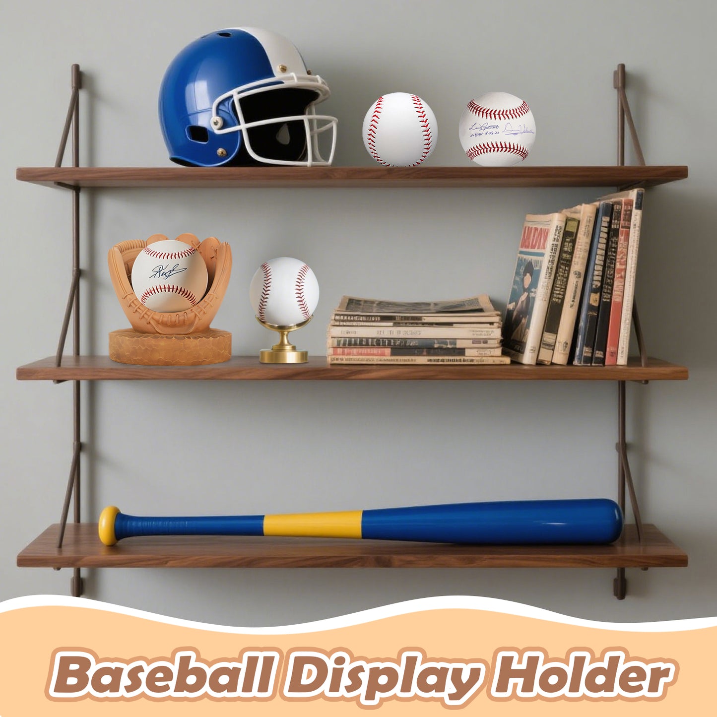 Baseball Holder Baseball Display Set: Baseball Glove Ball Holder Baseball Gifts for Boys,Sons, Men, Team Player,Resin Baseball Stand Baseball Collector Memorabilia Gift Baseball Themed Decor