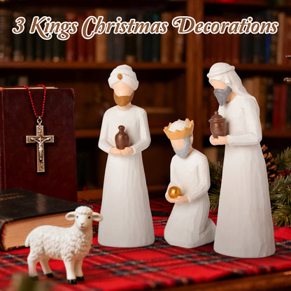 Nativity Set Three Wise Men - 8.7" Large Size Hand-Carved Resin Nativity Collection Figurines,3 Pcs Classic Nativity Scene Wisemen Figures Indoor 3 Kings Christmas Decorations Gifts for Holy Family