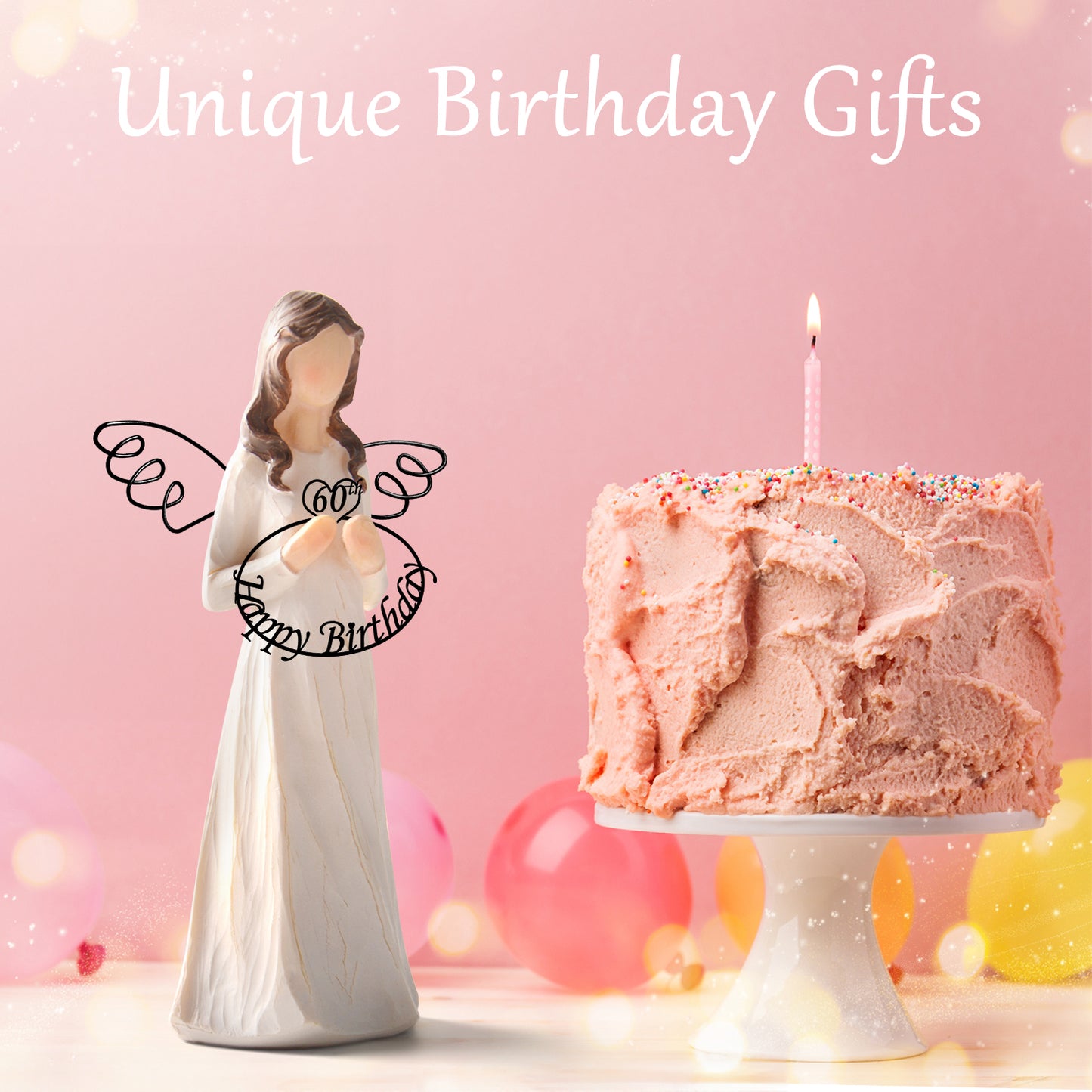 Birthday Gifts for Her - Happy Birthday Angel Figurine for Mom Wife Sisters Friends Unique Birthday Gifts for Women Birthday Party Decorations for Her