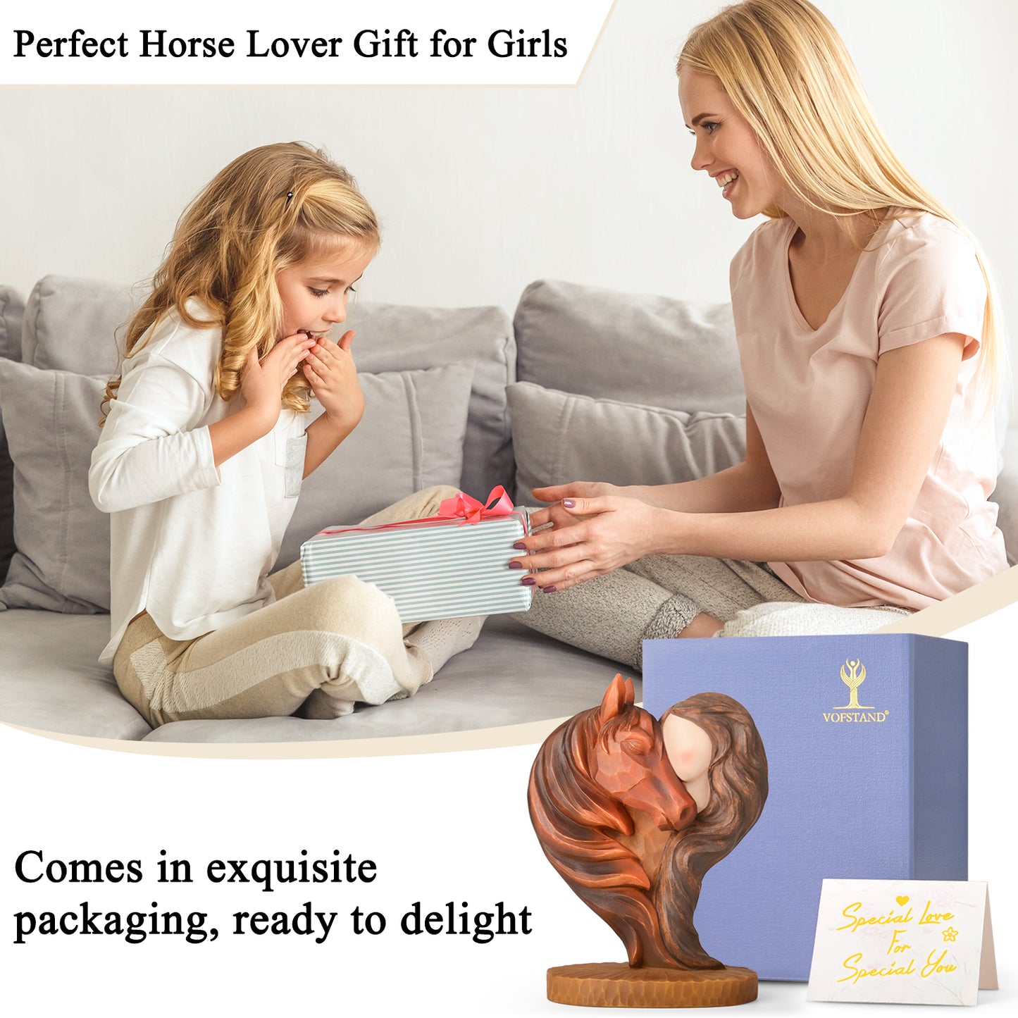 Horse Gifts for Girls Women - Horse Stuff Figurine Gifts for Horses Lovers Women Sculpted Hand-Painted Resin Cowgirl Equestrian Memorial Gift