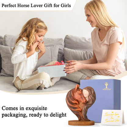 Horse Gifts for Girls Women - Horse Stuff Figurine Gifts for Horses Lovers Women Sculpted Hand-Painted Resin Cowgirl Equestrian Memorial Gift