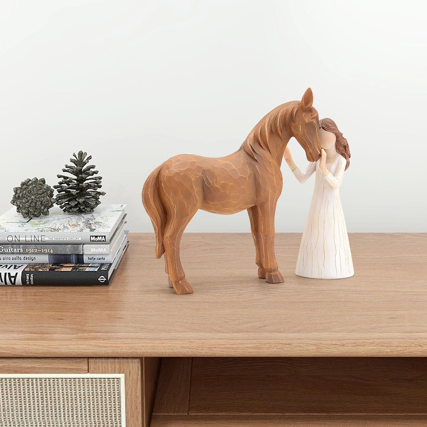 Horse Gifts for Girls Women - Girl Embraces Horses Figurine Gifts for Horse Lovers Women Sculpted Hand-Painted Resin Decor Cowgirl Equestrian Gifts Stuff