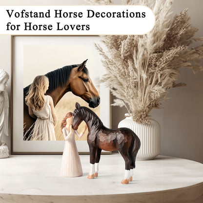 Horse Gifts for Girls Women - Girl Embraces Horses Figurine Gifts for Horse Lovers Women Sculpted Hand-Painted Resin Decor Cowgirl Equestrian Gifts Stuff