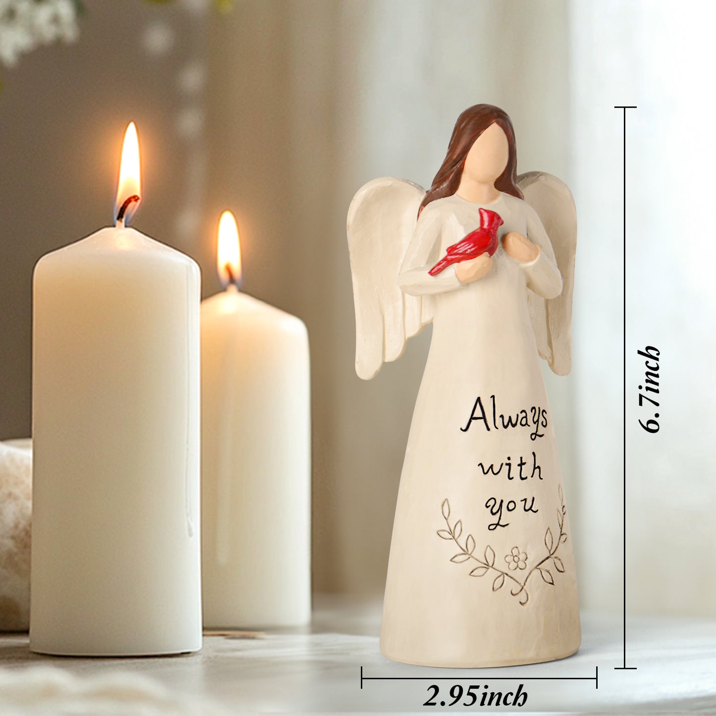 Cardinal Gifts for Women – Christmas Red Cardinal Decor Angel Figurine, Sympathy Gifts for Loss of Loved One, Grief Gifts for Women, Memorial Bereavement Gifts