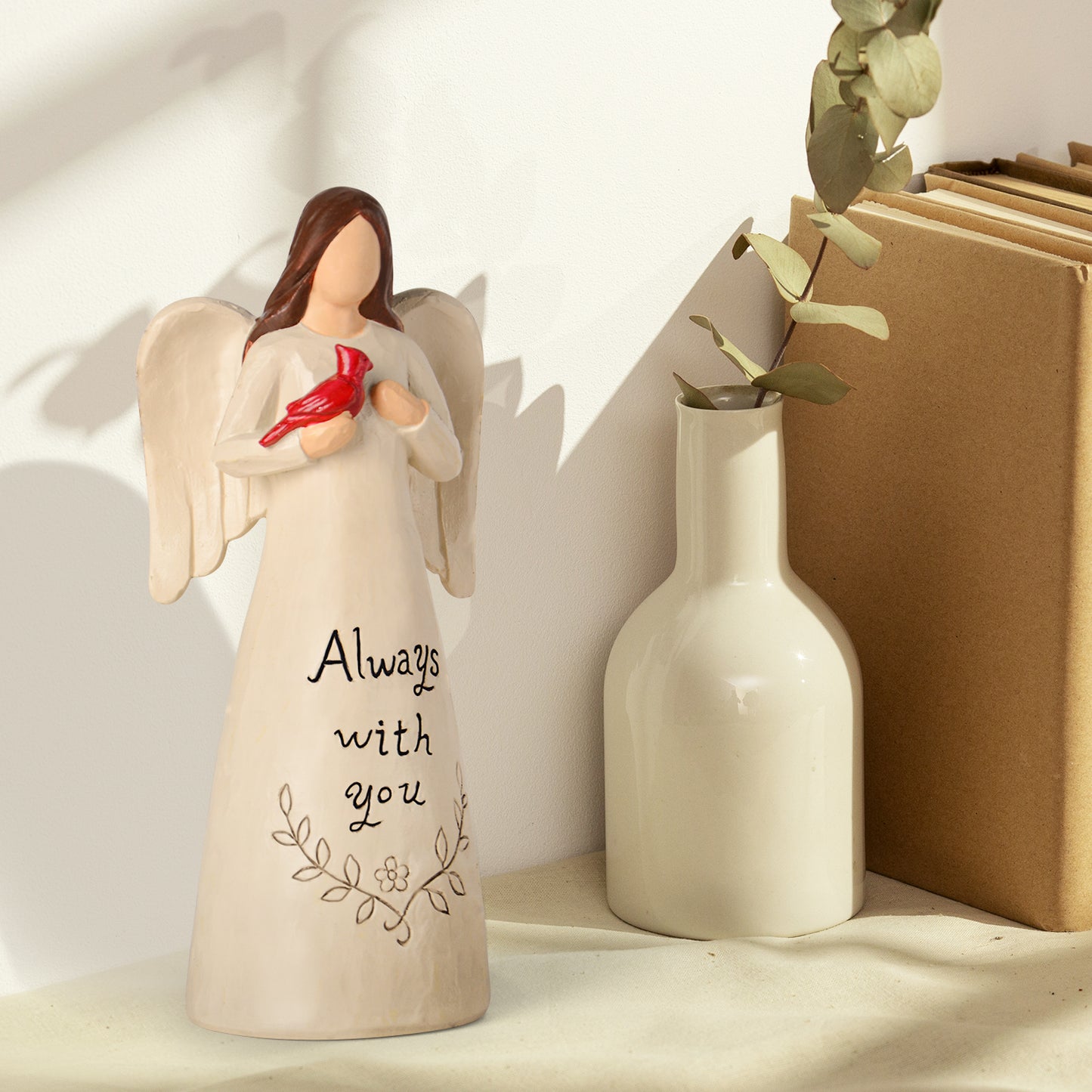 Cardinal Gifts for Women – Christmas Red Cardinal Decor Angel Figurine, Sympathy Gifts for Loss of Loved One, Grief Gifts for Women, Memorial Bereavement Gifts