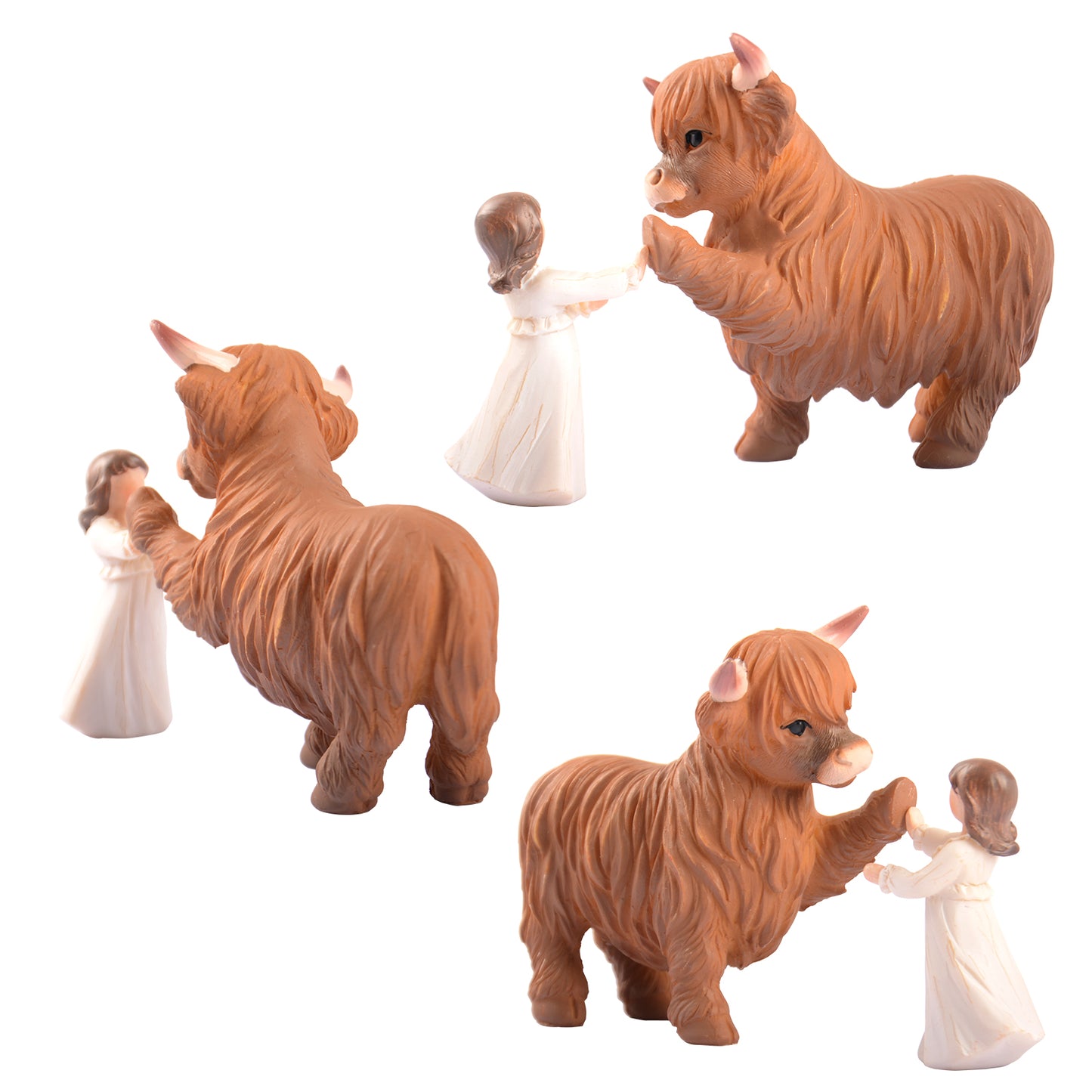 Highland Cow Gifts for Women: Highland Cow Decor Outdoor Garden Statue, Scottish Highland Cow Figurine Lifelike Highlander Cow Ornaments for Bathroom Office Desk Kitchen Decoration Highland Cows
