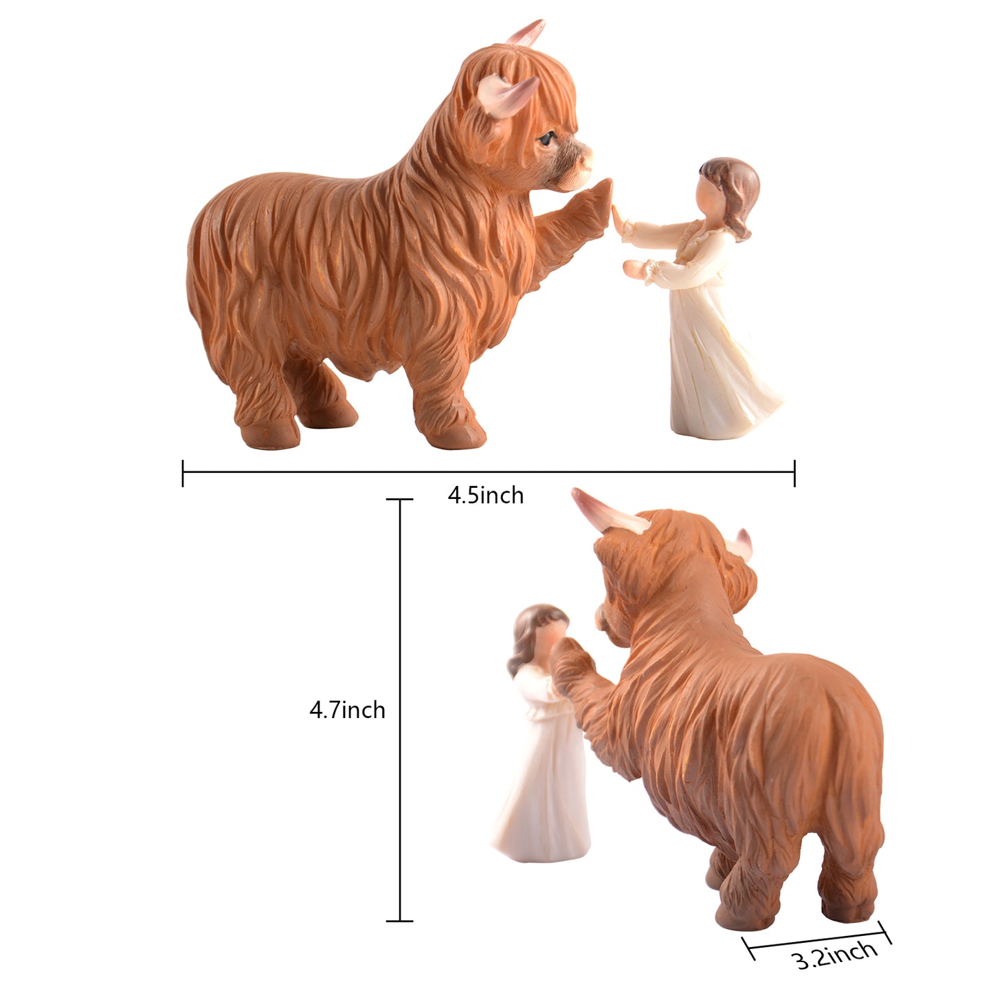 Highland Cow Gifts for Women: Highland Cow Decor Outdoor Garden Statue, Scottish Highland Cow Figurine Lifelike Highlander Cow Ornaments for Bathroom Office Desk Kitchen Decoration Highland Cows
