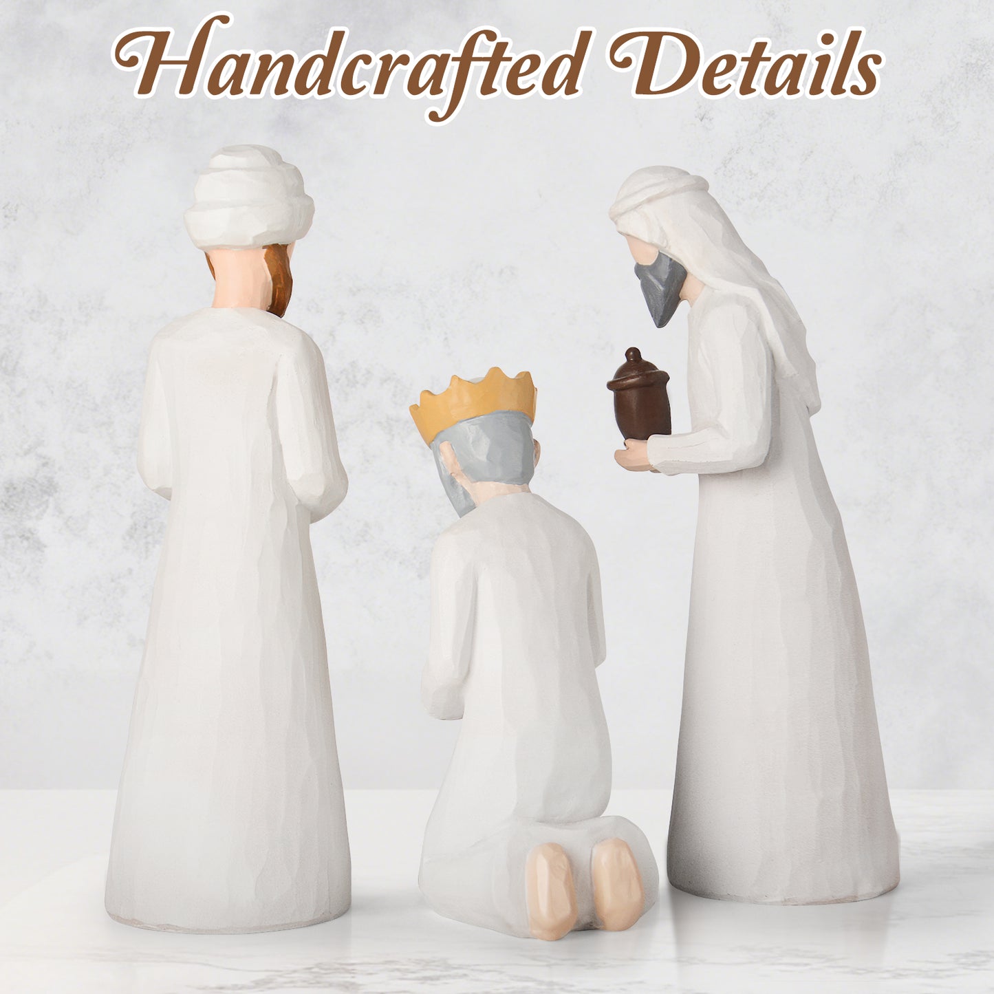 Nativity Set Three Wise Men - 8.7" Large Size Hand-Carved Resin Nativity Collection Figurines,3 Pcs Classic Nativity Scene Wisemen Figures Indoor 3 Kings Christmas Decorations Gifts for Holy Family
