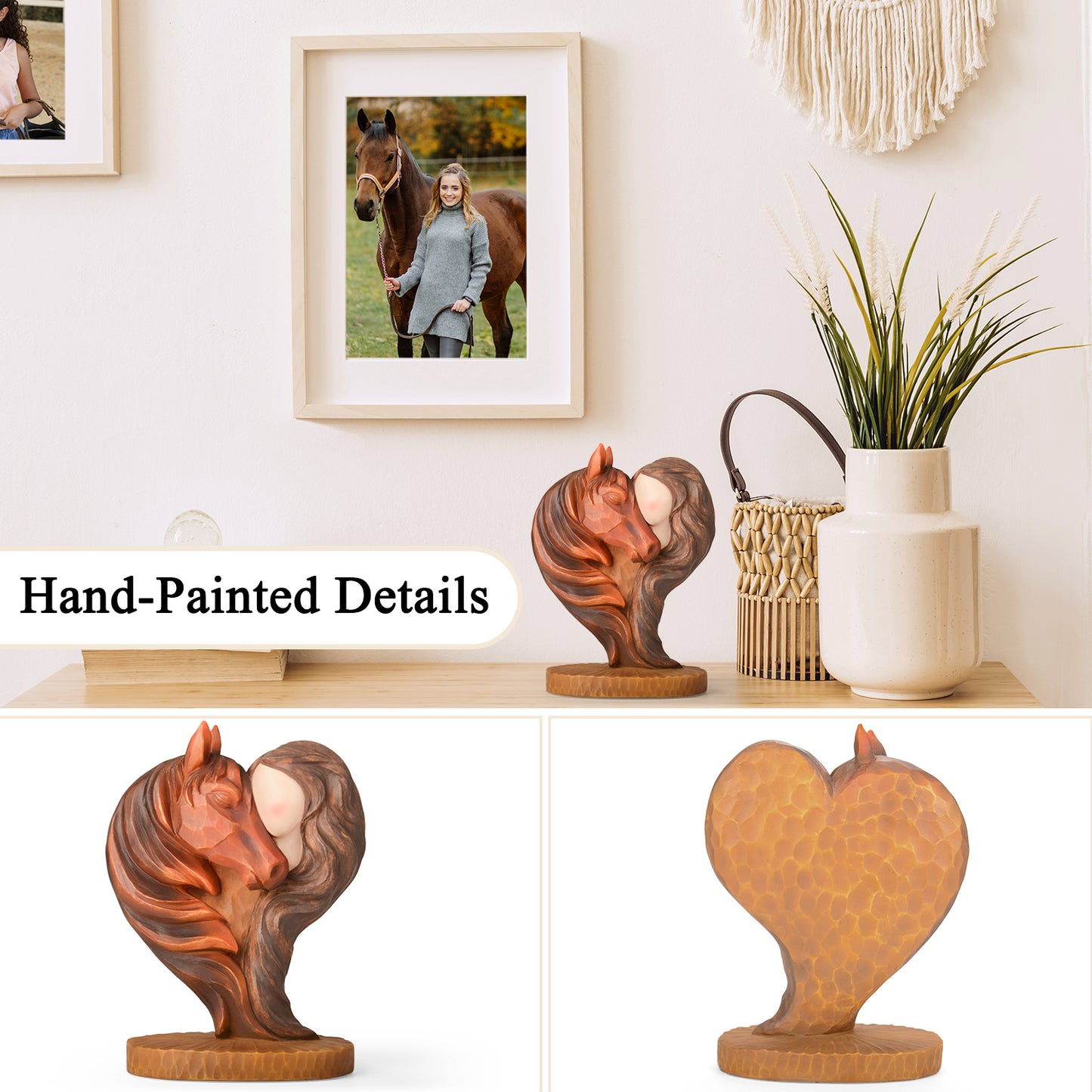 Horse Gifts for Girls Women - Horse Stuff Figurine Gifts for Horses Lovers Women Sculpted Hand-Painted Resin Cowgirl Equestrian Memorial Gift