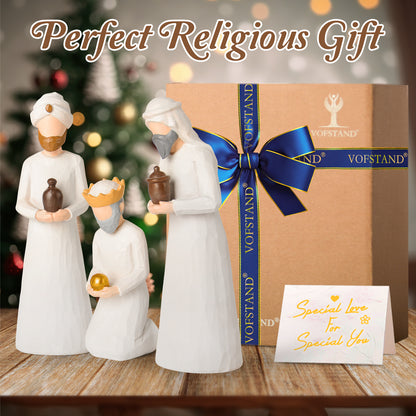 Nativity Set Three Wise Men - 8.7" Large Size Hand-Carved Resin Nativity Collection Figurines,3 Pcs Classic Nativity Scene Wisemen Figures Indoor 3 Kings Christmas Decorations Gifts for Holy Family