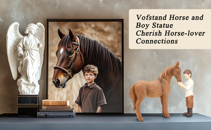 Horse Stuff Cowboys Gifts Christmas - Cowboy Embraces Horse Figurine Gifts for Horses Lovers Sculpted Hand-Painted Resin Horses Decor Equestrian
