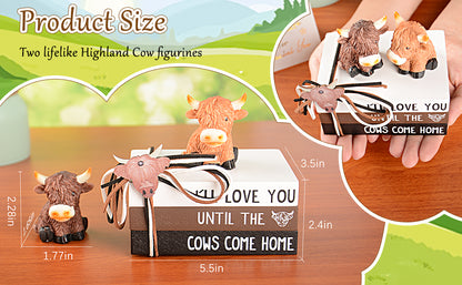 Highland Cow Decor Highland Cow Figurine Brown Scottish Highland Cow, Lifelike Highland Cow Statue Ornament Gifts for Cow Lover Cow Decoration Bathroom Office Nursery Desk