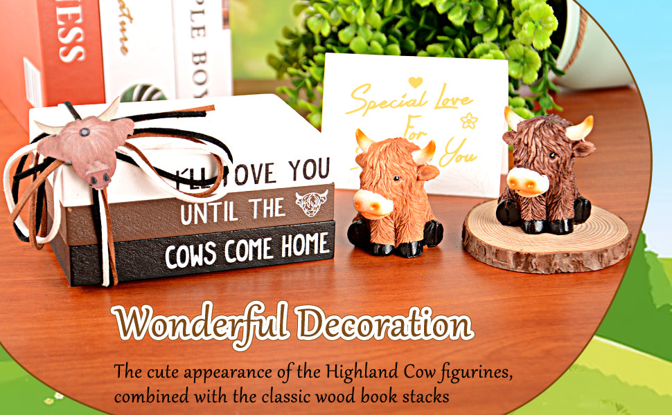 Highland Cow Decor Highland Cow Figurine Brown Scottish Highland Cow, Lifelike Highland Cow Statue Ornament Gifts for Cow Lover Cow Decoration Bathroom Office Nursery Desk