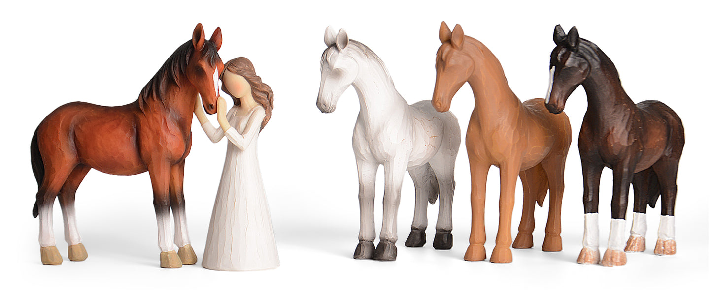 Horse Gifts for Girls Women - Girl Embraces Horses Figurine Gifts for Horse Lovers Women Sculpted Hand-Painted Resin Decor Cowgirl Equestrian Gifts Stuff
