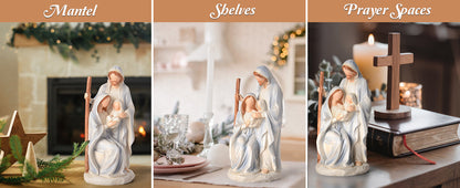 Nativity Set Holy Family Statue - 10 inch Handcrafted Christmas Nativity Figurine, Indoor Resin Nativity Ornaments Sets, Religious Gifts for Daughter, Wife, Family, Christian Home Holiday Decoration