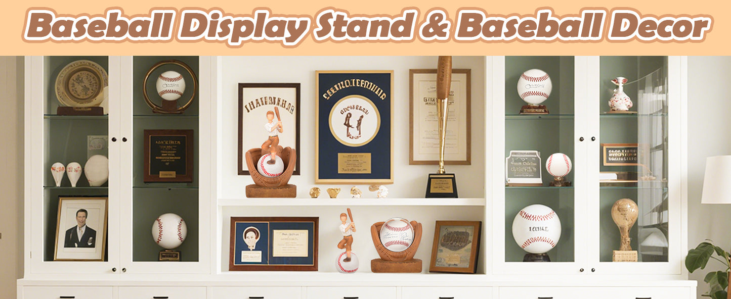 Baseball Holder Baseball Display Set: Baseball Glove Ball Holder Baseball Gifts for Boys,Sons, Men, Team Player,Resin Baseball Stand Baseball Collector Memorabilia Gift Baseball Themed Decor