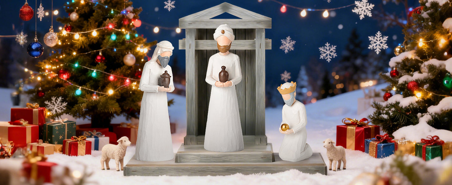 Nativity Set Three Wise Men - 8.7" Large Size Hand-Carved Resin Nativity Collection Figurines,3 Pcs Classic Nativity Scene Wisemen Figures Indoor 3 Kings Christmas Decorations Gifts for Holy Family