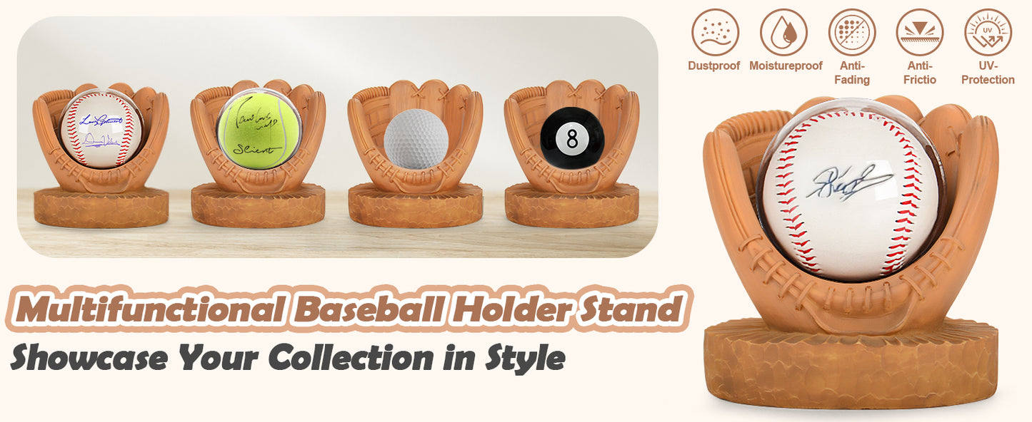 Baseball Holder Baseball Display Set: Baseball Glove Ball Holder Baseball Gifts for Boys,Sons, Men, Team Player,Resin Baseball Stand Baseball Collector Memorabilia Gift Baseball Themed Decor
