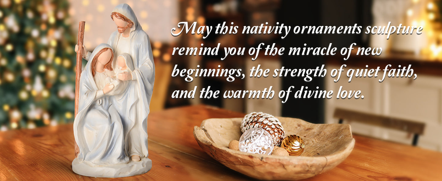 Nativity Set Holy Family Statue - 10 inch Handcrafted Christmas Nativity Figurine, Indoor Resin Nativity Ornaments Sets, Religious Gifts for Daughter, Wife, Family, Christian Home Holiday Decoration