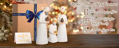 Nativity Set Three Wise Men - 8.7" Large Size Hand-Carved Resin Nativity Collection Figurines,3 Pcs Classic Nativity Scene Wisemen Figures Indoor 3 Kings Christmas Decorations Gifts for Holy Family