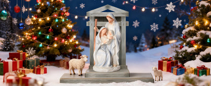 Nativity Set Holy Family Statue - 10 inch Handcrafted Christmas Nativity Figurine, Indoor Resin Nativity Ornaments Sets, Religious Gifts for Daughter, Wife, Family, Christian Home Holiday Decoration