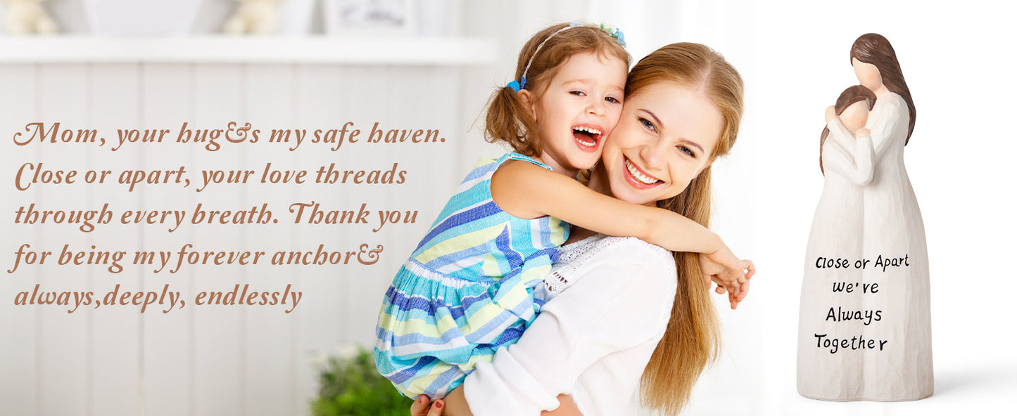 Mom Birthday Gifts From Daughter: 9.25'' Mother Daughter Figurine Mom Gifts Hand-Painted Resin Sculpture, Mothers Day Christmas Sentimental Gifts for Moms - Close Or Apart, We're Always Together