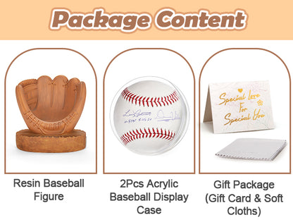 Baseball Holder Baseball Display Set: Baseball Glove Ball Holder Baseball Gifts for Boys,Sons, Men, Team Player,Resin Baseball Stand Baseball Collector Memorabilia Gift Baseball Themed Decor