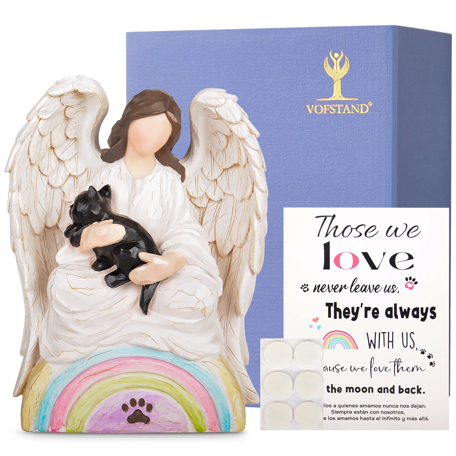 Angel of Comfort Embraces a Black Cat Over The Rainbow Bridge package