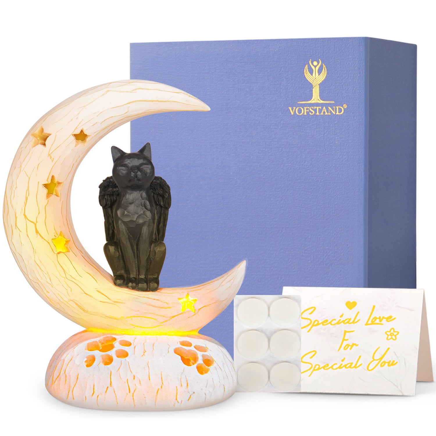 Black cat on Moon with sympathy card