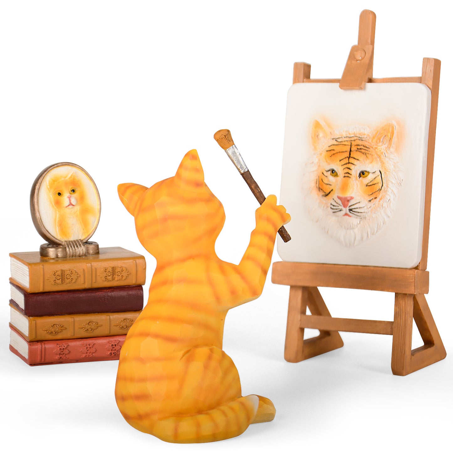 Cat Arttist's Self-Portrait Figurines Statues Set