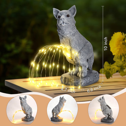 Dog Garden Statue with Solar LED Light size