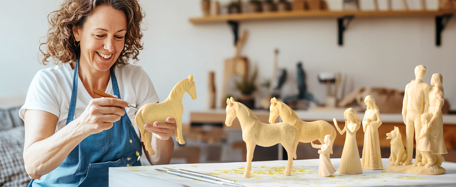 Horse and Girl Figurine Statue Handcraft