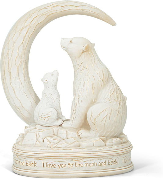 Moon and Polar Bear Mom Daughter Figurine Gifts white original