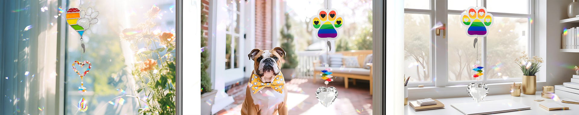 Pet Memorial Suncatcher, Dog Memorail Gifts of Loss Dogs and Cats with Sympathy Card Banner