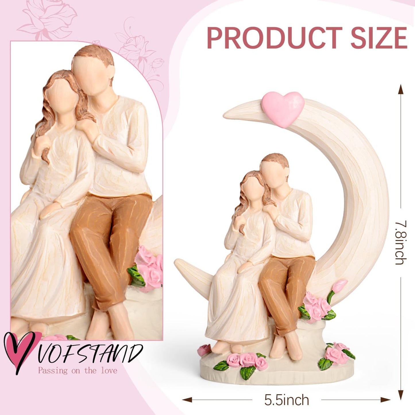 Wedding gift couple on moon size
