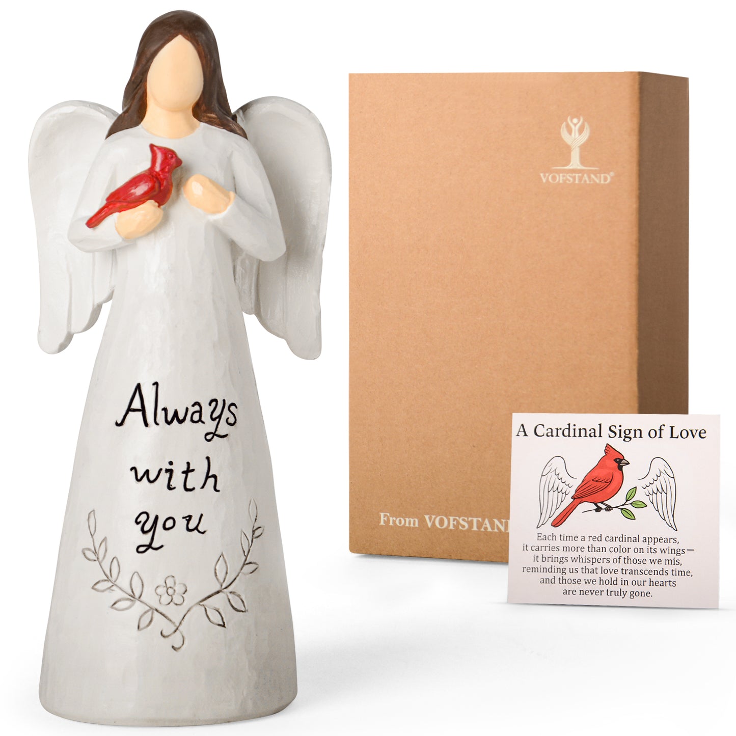Cardinal Gifts for Women – Christmas Red Cardinal Decor Angel Figurine, Sympathy Gifts for Loss of Loved One, Grief Gifts for Women, Memorial Bereavement Gifts