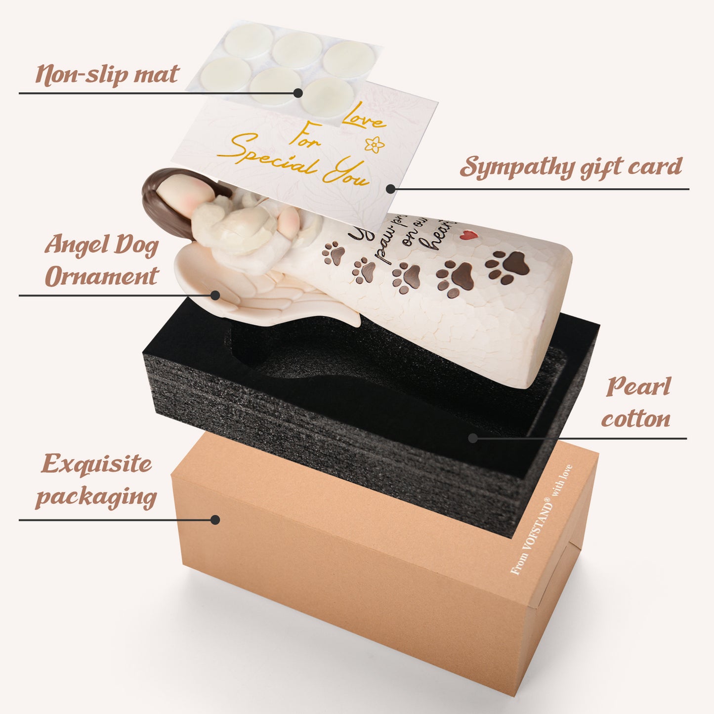 affection angel embrace a white dog package detail