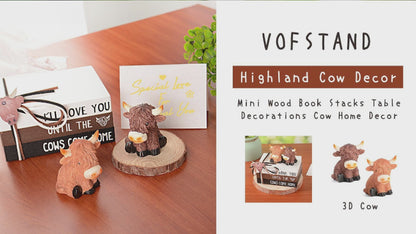 Highland Cow Decor Highland Cow Figurine Brown Scottish Highland Cow, Lifelike Highland Cow Statue Ornament Gifts for Cow Lover Cow Decoration Bathroom Office Nursery Desk